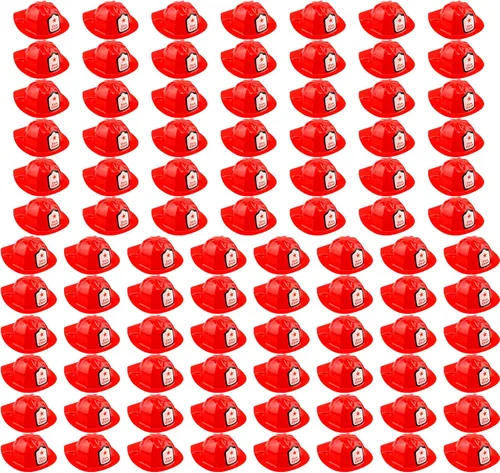 48/54/ 90 Pcs Pack Firefighter Hats Bulk Red Fire Chief Helmets Plastic Fireman Hat for Halloween Firefighter Party