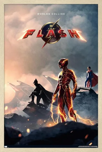 Vista 6 de Trends International DC Comics Movie The Flash - Póster de pared de una hoja, 22.4 pulgadas de largo x 14.7 pulgadas, versión enmarcada de madera