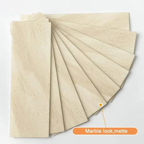 Vista 2 de VAOVI Azulejos de cocina para salpicaduras de despegar y pegar, calcomanías de pared de baño, azulejos de mármol para salpicaduras individuales