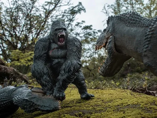 Vista 6 de Gorilla VS Vastatosaurus Rex - Juguetes de dinosaurio con figura de acción de roca realista, figuras de animales de tarbosaurus para juegos de rol