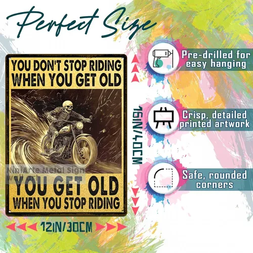 Vista 33 de Letrero de metal con texto en inglés "I Do What I Want Cat Riding Motorcycle Retro Wall Art Decor for Home Office Bar Wall Decor 8x12