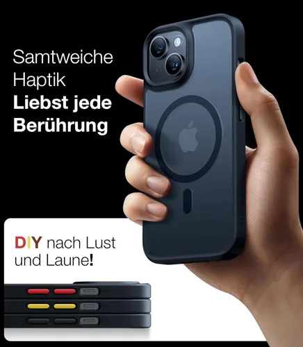 Vista 7 de TORRAS Funda magnética a prueba de golpes para iPhone 15 y iPhone 14, protección contra caídas de grado militar de 12 pies, protectora translúcida