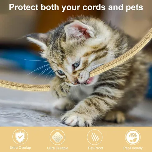 Vista 3 de CrocSee 10 pies - Funda trenzada para gestión de cables de 1/2 pulgada Protector de cable - Conducto de alambre dividido autoenvolvente para Beige