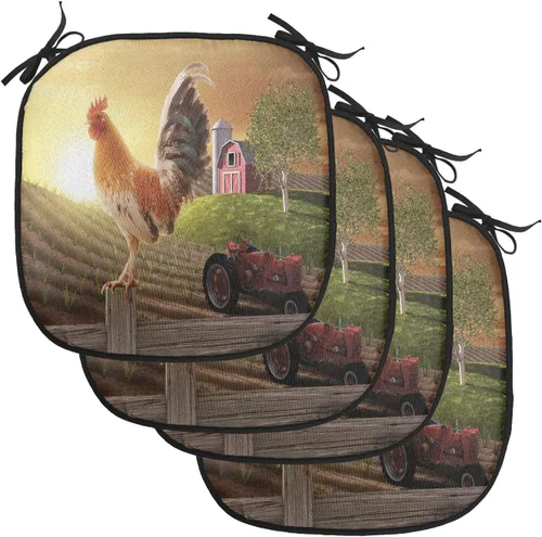 Vista 65 de Lunarable Juego de 4 cojines de asiento para silla, diseño de pétalos de flores de iris florecientes, arte de forma desgastada, acolchado de asiento