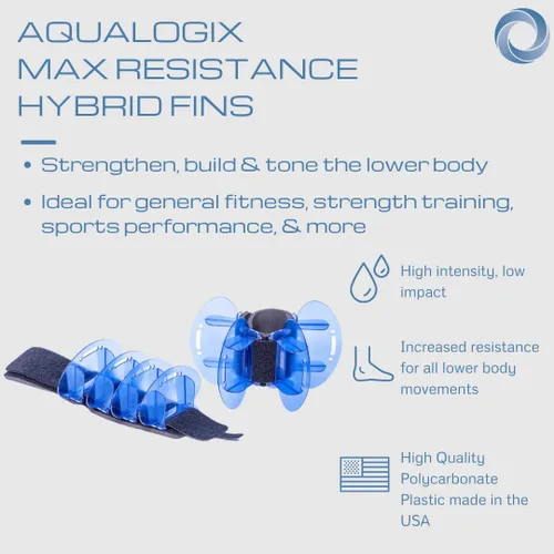 Vista 5 de Total Body Pool Weights for Water Exercise Bundle, Polycarbonate Upper Body Bells & Padded Lower Body Fins, Aqua Therapy, Pool Exercise, Water