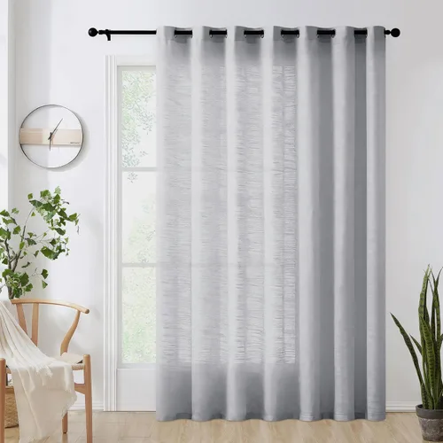 Vista 14 de FMFUNCTEX - Cortinas de puerta corrediza natural de 84" de lino transparente para sala de estar, divisor de 100" de ancho, cortinas extra anchas