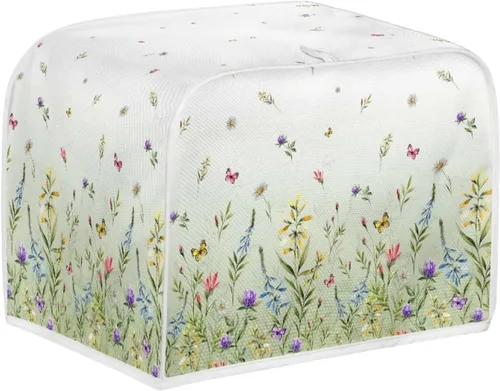 Vista 27 de Cubierta para tostadora con diseño de bandera americana y pájaros florales, protector de tostadora compatible con 2 rebanadas, cubierta protectora