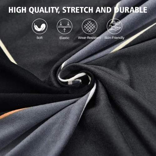 Vista 6 de MIFXIN Funda para sofá seccional, 2 piezas, elásticas de 3 asientos, en forma de L, fundas elásticas impresas para sofá seccional, protector de Negro