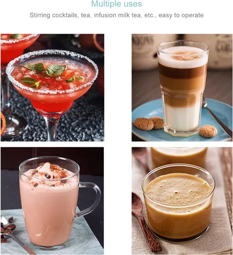 Vista 2 de Agitador de acero inoxidable, cuchara de mezcla, agitador de bebidas de café, coctelera, cucharas de latte, mango largo, café, bebida, palito