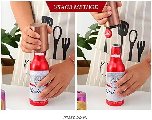 Vista 4 de Buyer Star Abrebotellas, abridor de botellas magnético con captador de tapa, picnic, camping, barbacoa, viaje (negro)