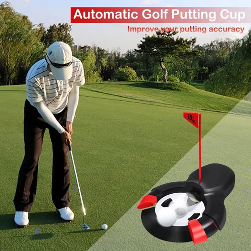 Vista 8 de Copa de retorno automática de pelota de golf, máquina de poner práctica automática, ayuda para entrenamiento de taza de golf, regreso