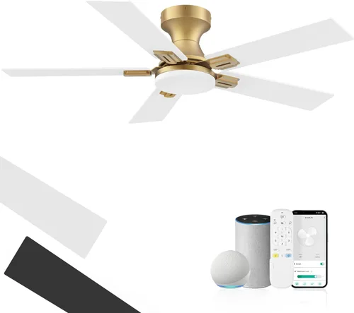 Vista 9 de Ventiladores de techo de 42 pulgadas con luces, ventilador de techo inteligente con luz y control remoto, Alexa, aplicación, ventiladores de techo