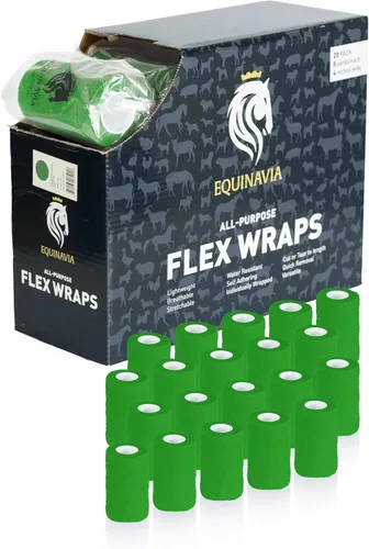 Vista 17 de Equinavia Paquete de 20 envolturas autoadhesivas para veterinarios de 4 pulgadas con estuche de fácil dispensación Vendajes para caballos, Negro
