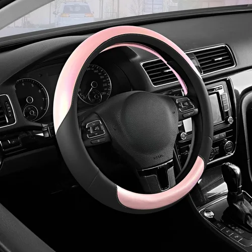 Vista 10 de Road Comforts Funda para Volante – Funda para Volante de Cuero Transpirable, Agarre Antideslizante, Ajuste Universal de 14.5" a 15", Resistente al