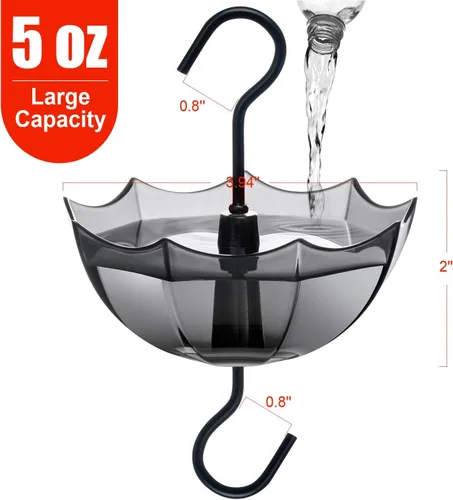 Vista 2 de Foso de hormigas para comedero de colibríes, 5 onzas, paquete de 4, protector de hormigas negro con gran capacidad