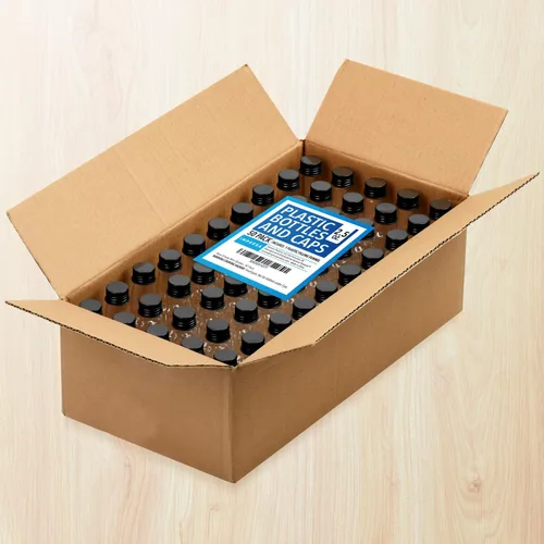 Vista 2 de IMPRESA Mini botellas de plástico de 2.5 onzas líquidas, transparentes, paquete de 50 recipientes de licor con tapas herméticas, reutilizables