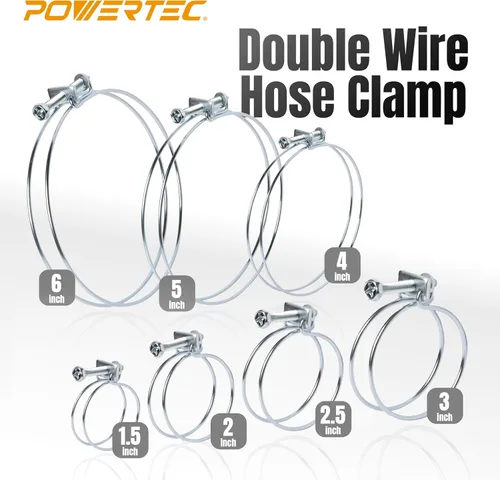 Vista 8 de POWERTEC 70216 Abrazadera de manguera de doble alambre de 3 pulgadas con perno, abrazaderas de manguera ajustables para colector de polvo, manguera