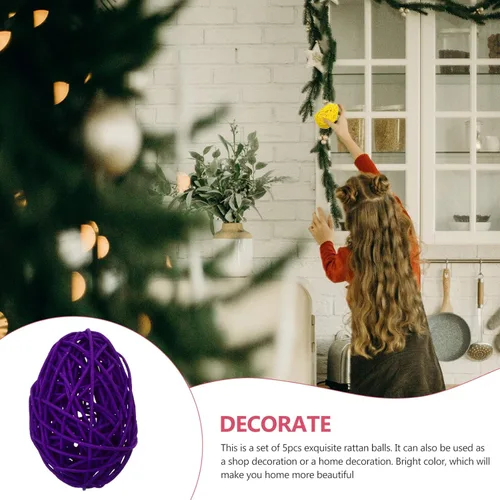 Vista 8 de Bolas decorativas de mimbre de ratán, 5 unidades, para centro de mesa, huevo de Pascua, bola de ratán, decoración de ramitas, orbes y floreros