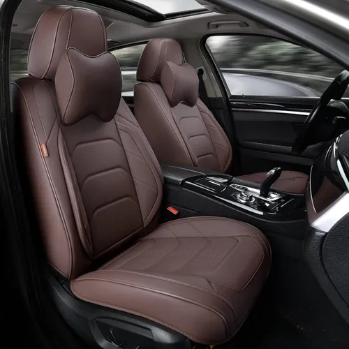 Vista 10 de TIEHESYT - Par de fundas de asiento delantero de automóvil, 2 cojines de cuero de napa transpirable, ajuste universal para la mayoría