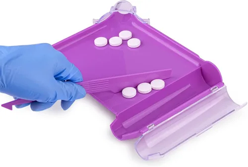 Vista 5 de SimCoach Bandeja de conteo de píldoras, contador de píldoras de mano izquierda con espátula, conteo de farmacia (morado)