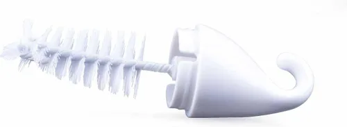 Vista 5 de Nuby, Biberón y cepillo para pezones con punta de esponja y base de gancho, los colores pueden variar