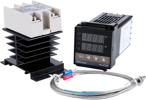 Vista 10 de REX-C100 Digital RKC PID Thermostat Temperature Controller Digital 240V REX-C100＋K Thermocouple Probe＋Heat Sink＋40A SSR(3pcs)