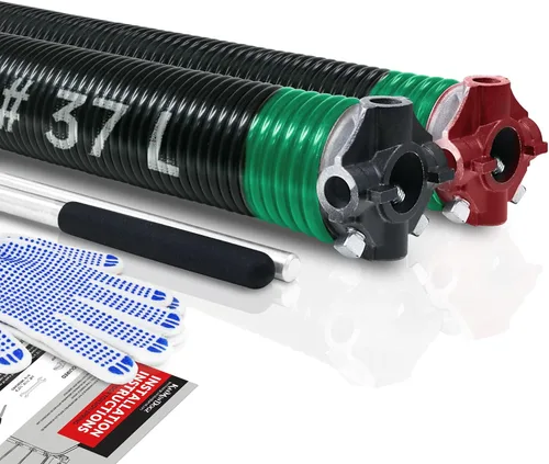 Vista 40 de Par de resortes de torsión para puerta de garaje de 2 pulgadas con barras de bobinado antideslizantes y guantes, electroforesis de alta precisión