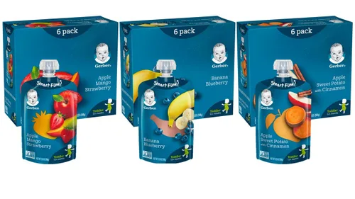 Vista 3 de Gerber Bolsas de comida para bebés, paquete variado de aperitivos para niños pequeños (18 unidades) Gerber Baby Snacks Puffs Paquete variado