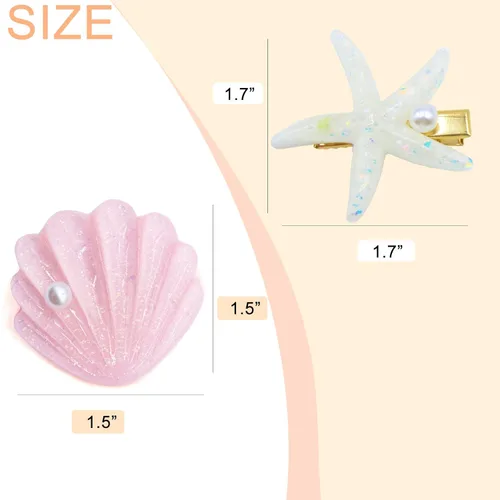Vista 3 de Juego de 4 pinzas para el cabello de IKUHRMO con perla y concha de mar, disfraz de sirena artificial, horquilla de princesa, para niñas y mujeres