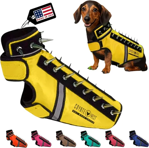 Vista 11 de CoyoteVest SpikeVest - Chaleco de arnés para perro, accesorios reflectantes para perros con picos para proteger a tu mascota de ataques de Raptor