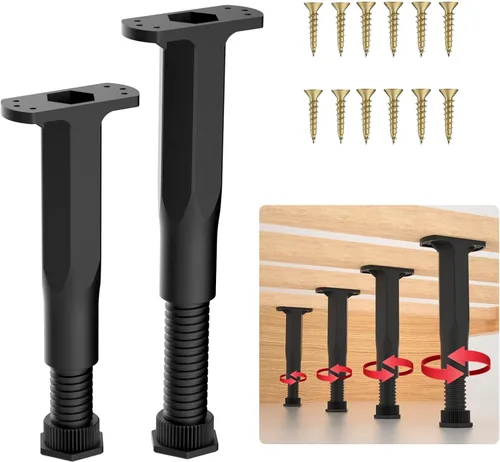 Vista 9 de Patas de soporte de cama central de altura ajustable para estante caído, patas de muebles para marco, listón y elevador, altura ajustable de 3.5 a
