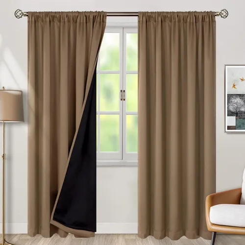 Vista 9 de BGment Cortinas opacas 100% con aislamiento térmico para oscurecer la habitación, 84 pulgadas de largo con forro, bolsillo para barra y pestaña