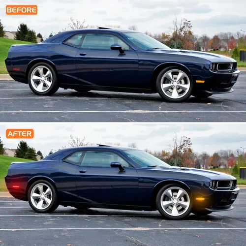 Vista 3 de Lentes ahumadas ámbar rojo LED luces de marcador lateral para Dodge Challenger 2008 2009 2010 2011 2012 2013 2014, Challenger delantero trasero