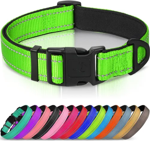 Vista 10 de Joytale - Collar reflectante para perro, collar de nailon transpirable con acolchado de neopreno suave para mascotas, ajustable para cachorros