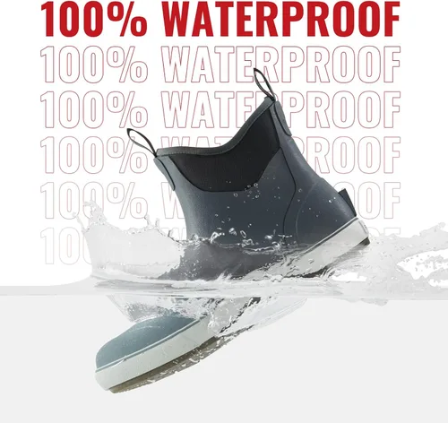 Vista 2 de Piscifun Botas de pesca, botas de lluvia impermeables, botas de goma antideslizantes con forro de neopreno transpirable