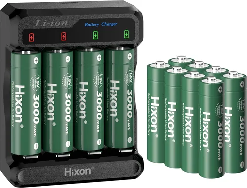 Vista 14 de Hixon Baterías de litio recargables AA de 1.5 V, paquete de 4 baterías recargables de iones de litio doble AA de 3000 mWh, 1.5 voltios, salida