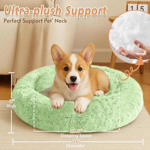 Vista 176 de JOLLYVOGUE Cama Calmante para Perros Pequeños - Cama para Perros Pequeños en Forma de Dona Lavable de 23 Pulgadas para Gatitos y Cachorros, Camas
