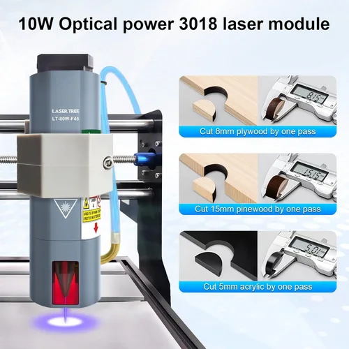 Vista 3 de LASER TREE Módulo láser, 10 W (10000 mW) de salida de potencia óptica módulo de grabado láser con asistencia de aire, FAC incorporado, cabezal láser
