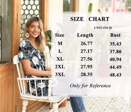 Vista 5 de Anymeet Blusa casual de manga corta para mujer, plisada, holgada, de verano, 2024, para usar con leggings