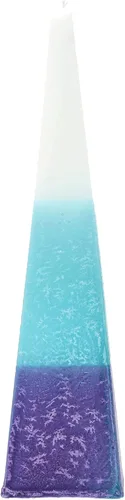Vista 2 de Shalhevet Light Pirámide Shapped, de pie, de larga duración, Birhgt, vela Havdalah, Kosher para Havdalah (agua, azul, morado, blanco)