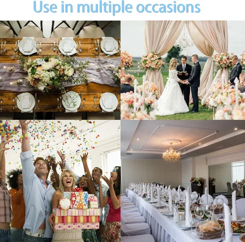 Vista 7 de WJWHQ 100 piezas de cintas elásticas de elastano con lazos para sillas, bandas de cubierta de silla con hebilla deslizante para eventos de boda