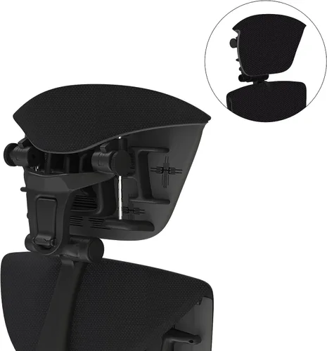 Vista 2 de Embody - Silla ergonómica de oficina con brazos totalmente ajustables con reposacabezas a juego (marco negro de equilibrio negro)