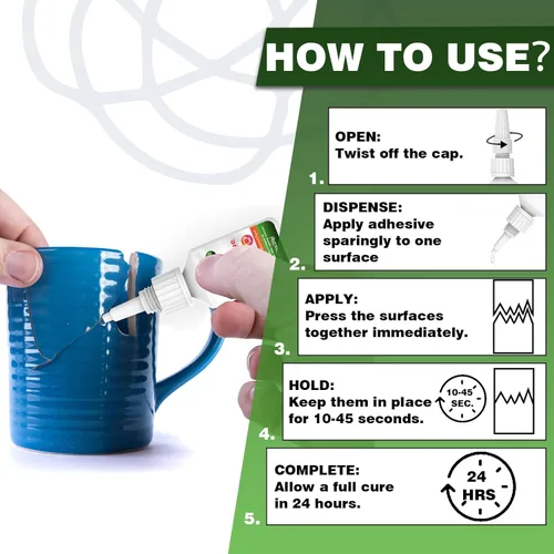 Vista 3 de 20g de pegamento cerámico, super pegamento cerámico instantáneo para reparación de porcelana y cerámica, secado rápido Resistente al calor