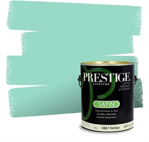 Vista 39 de Prestige Paints - Pintura exterior e imprimación en uno, 1 galón, plano, compatibilidad comparable con el color menta «Whipped Mint» de Behr