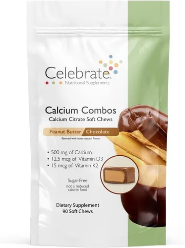 Celebrate Vitamins Bariatric 500mg Citrato de Calcio Masticables Suave Combo con 500 UI de Vitamina D3 – Esencial para pacientes con bypass gástrico
