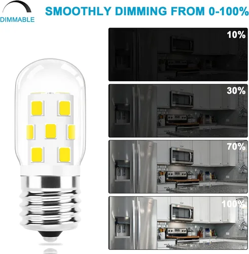 Vista 3 de Bombilla LED E17 regulable, equivalente a 30-40 W de incandescente, blanco natural 4000K, apta para microondas sobre la estufa de LG Whirlpool