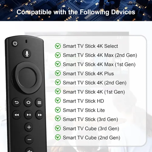 Vista 2 de Control remoto de voz de repuesto apto para Fire Smart TV Stick (2ª generación/3ª generación), Stick (HD/4K Max/4K/Lite), TV Cube, Smart TV