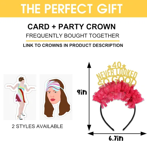 Vista 2 de ZZDCMS Tiara de cumpleaños con texto en inglés «Never Looked So Good» de 40 cumpleaños, decoración de corona de cumpleaños de 40 años, divertido