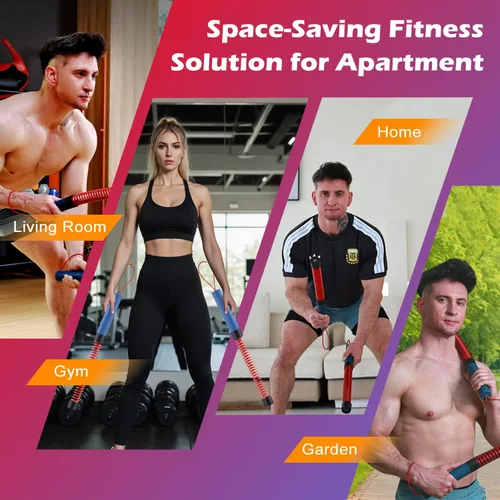 Vista 4 de Cuerdas de batalla sin cuerda mejoradas para gimnasio en casa, cuatro cables de entrenamiento ajustables de 1.7 a 2.8 libras, cables