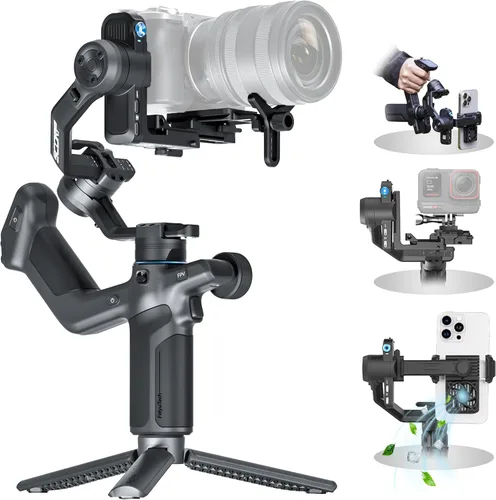 FeiyuTech SCORP Mini 3 Kit de estabilizador de cardán todo en uno – Seguimiento de IA mejorado 4.0, cardán de 3 ejes para cámaras de vlogging